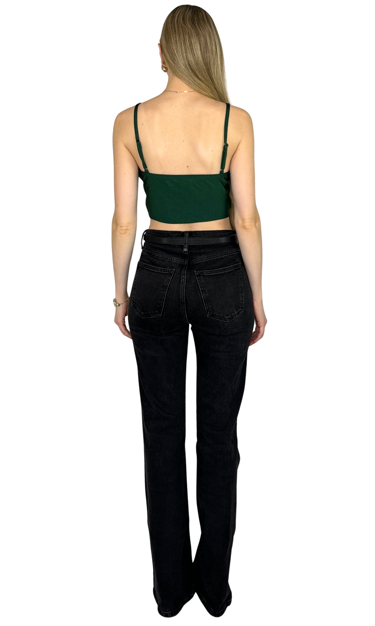 The Nelly Corset — knit draped corset top with angled front, adjustable straps, and faux corset detailing for a flattering fit.